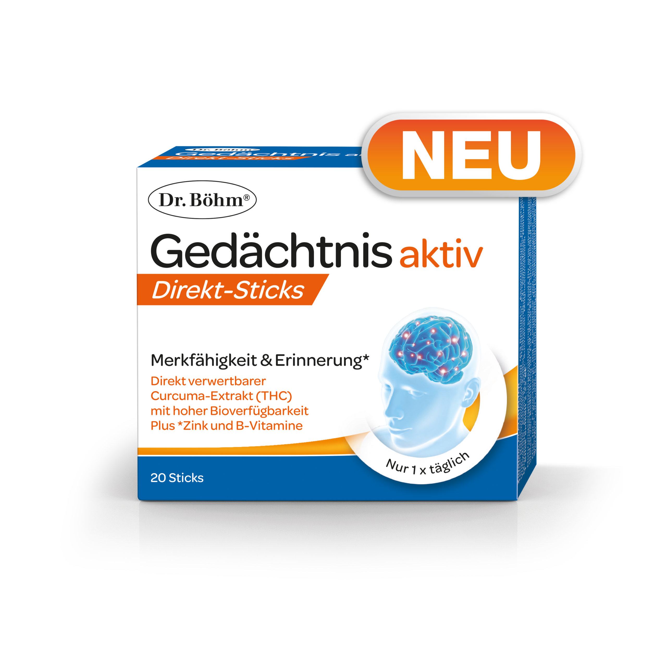 NEU! Dr. Böhm® Gedächtnis aktiv Direkt-Sticks - die Innovation für Merkfähigkeit und Erinnerung