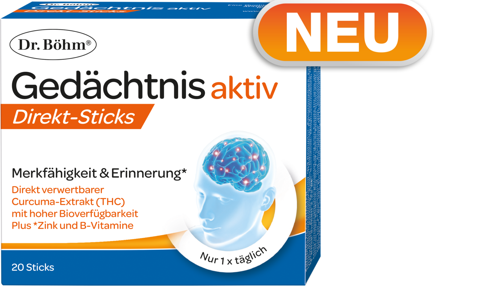 NEU! Dr. Böhm® Gedächtnis aktiv Direkt-Sticks - die Innovation für Merkfähigkeit und Erinnerung