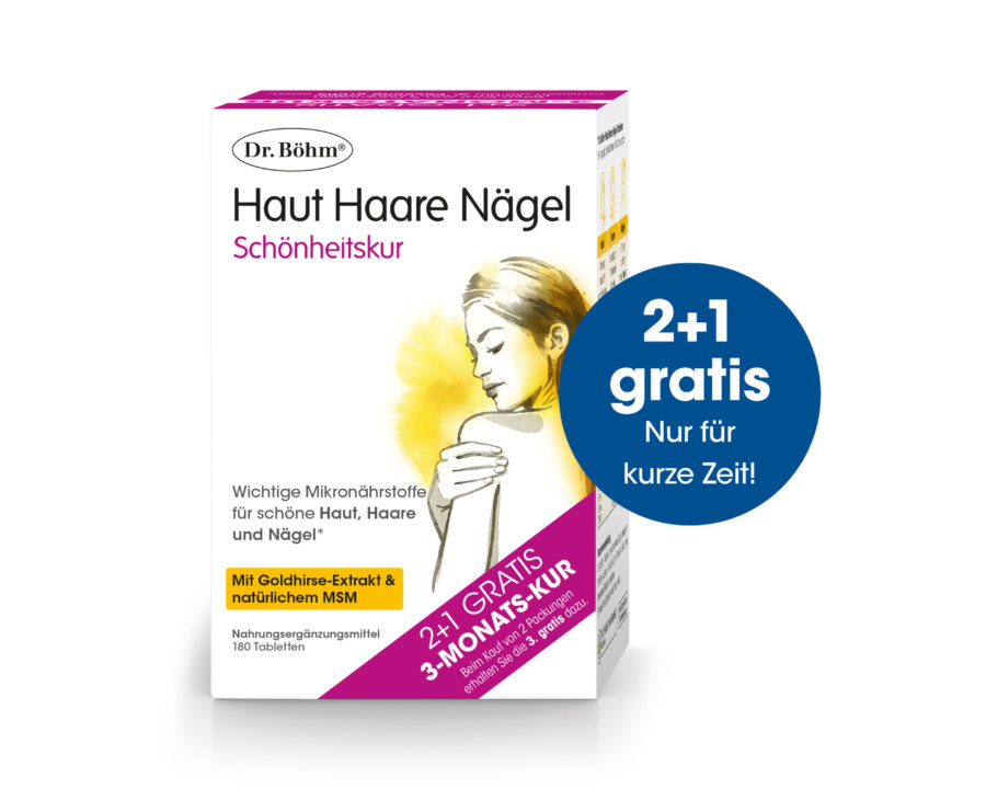 Nur für kurze Zeit! 2+1 gratis. Dr. Böhm® Haut Haare Nägel Schönheitskur