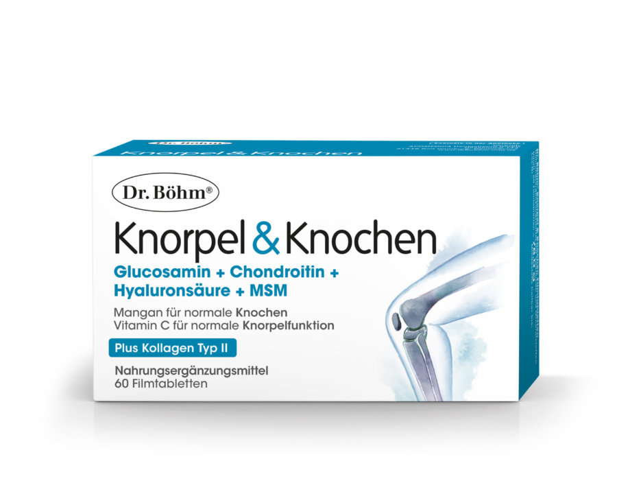 Dr. Böhm® Knorpel und Knochen mit Glucosamin, Chondoitin, Hyaluronsäure und MSM; Plus Kollagen Typ 2